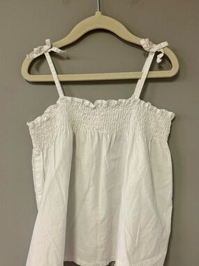 Zara White Smocked Tie-Shoulder Camisole